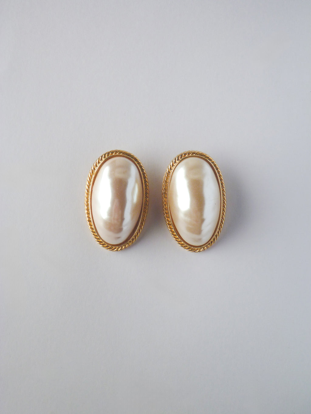 Vintage Givenchy Paris New York Clip-On Earrings – Gold Tone & Faux Moonstone