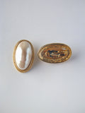Vintage Givenchy Paris New York Clip-On Earrings – Gold Tone & Faux Moonstone