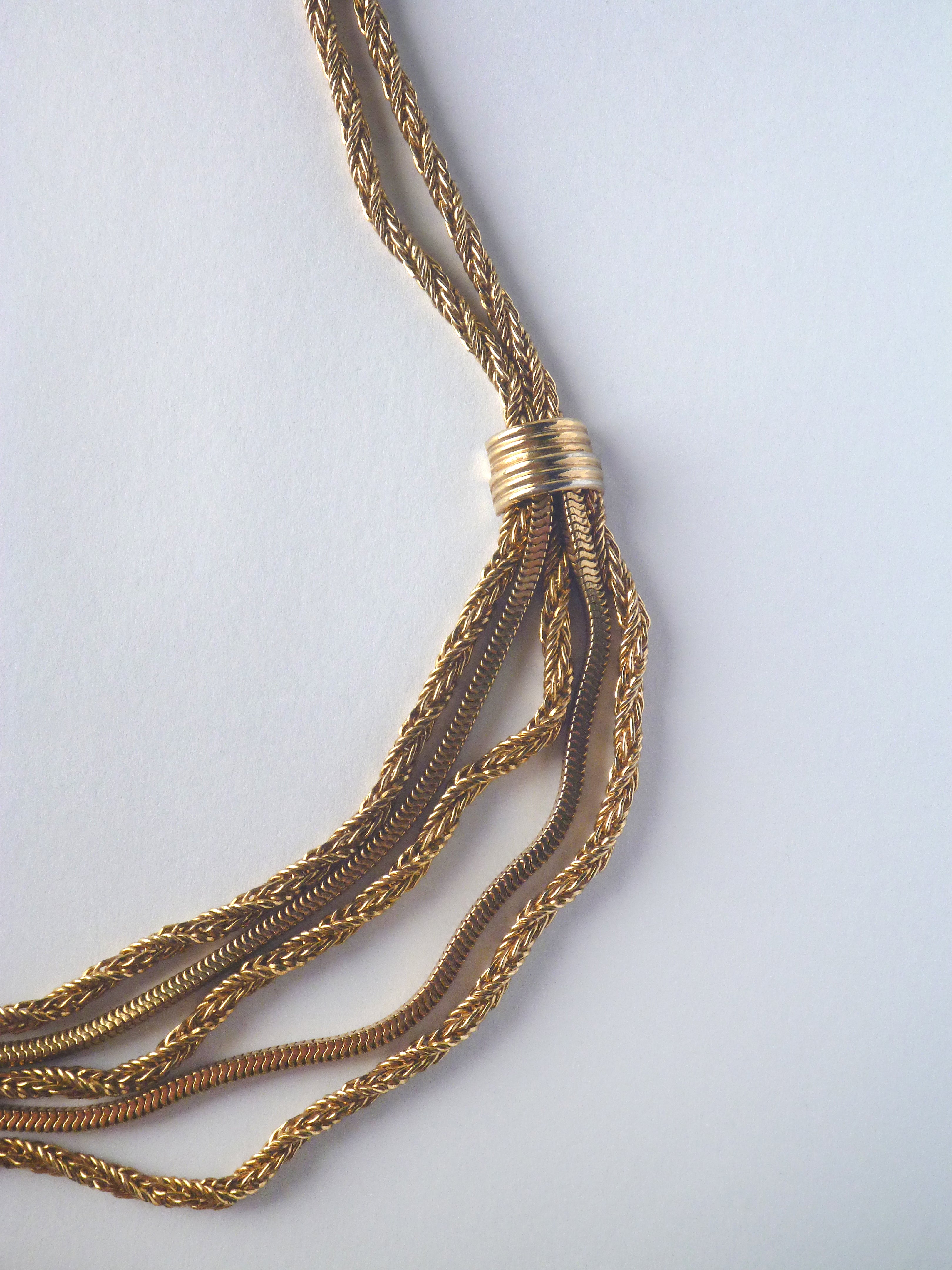 Vintage Grossé Gold Tone Multi-Strand Necklace, 1961, Dior Era Jewellery, Signed Germany