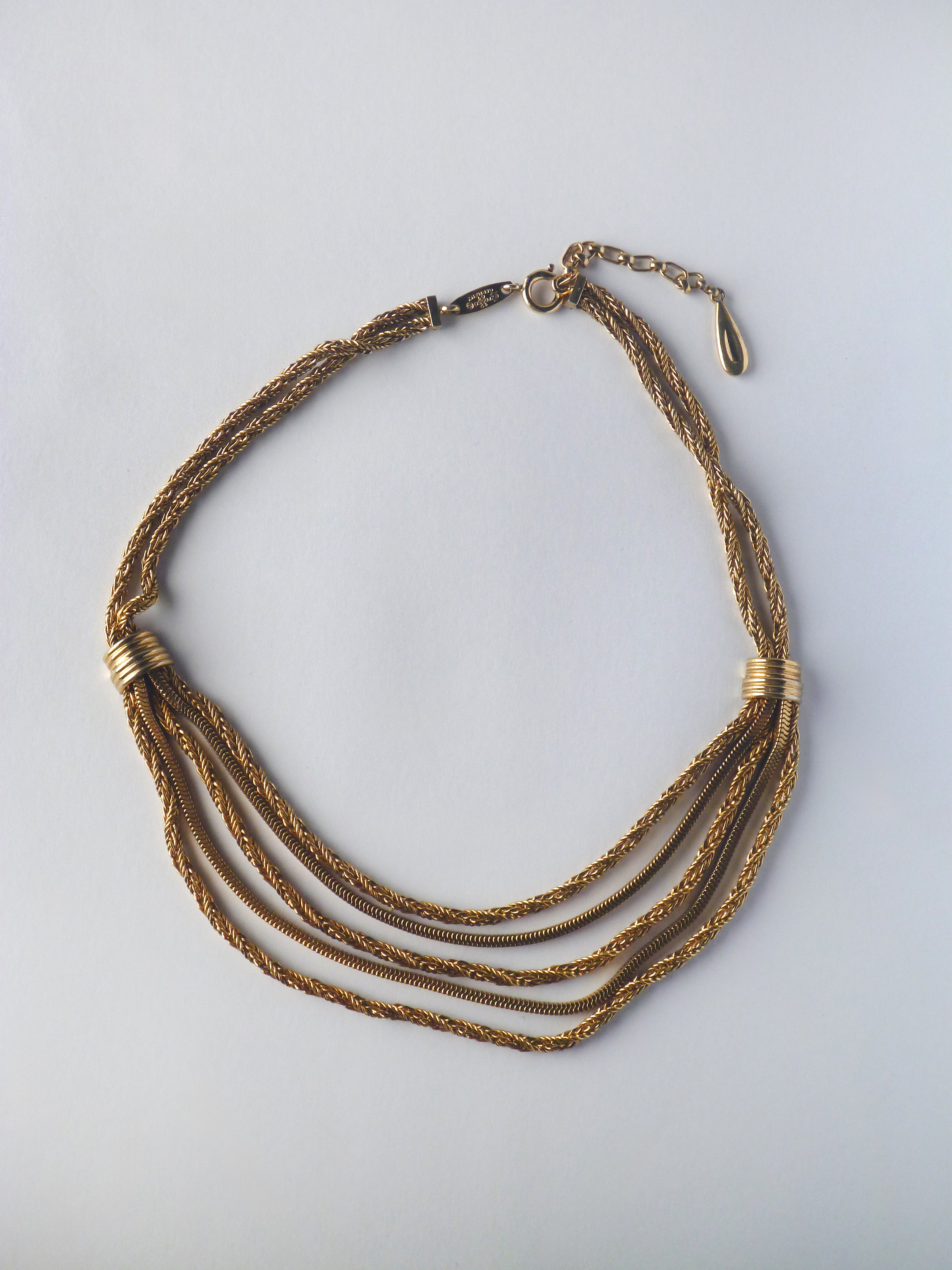 Vintage Grossé Gold Tone Multi-Strand Necklace, 1961, Dior Era Jewellery, Signed Germany